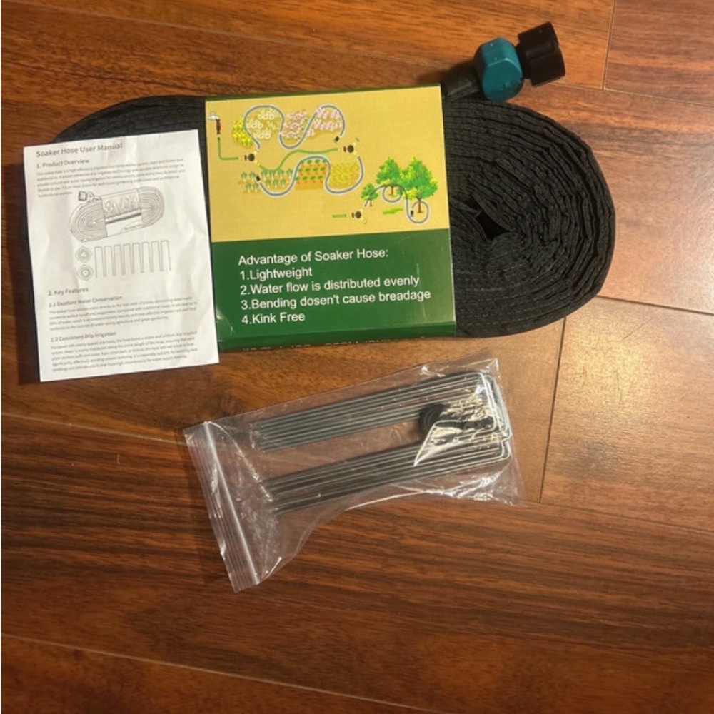 50 ft. Flat Soaker Garden Hose with Stakes - Black - Picture 2 of 4